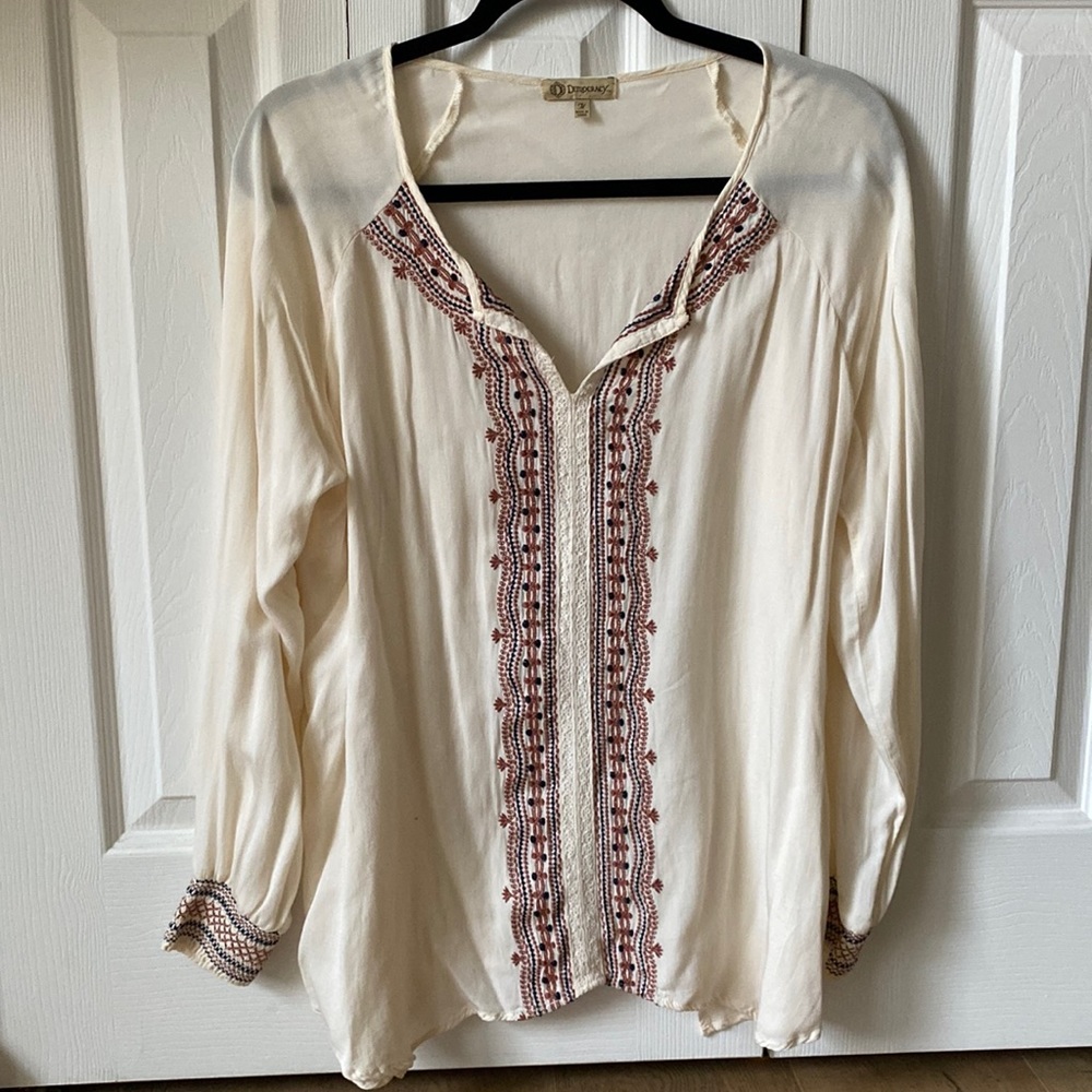 Embroidered long sleeve top